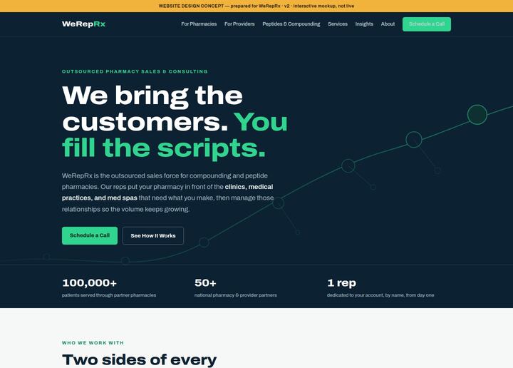 Screenshot of a sample pharmacy website